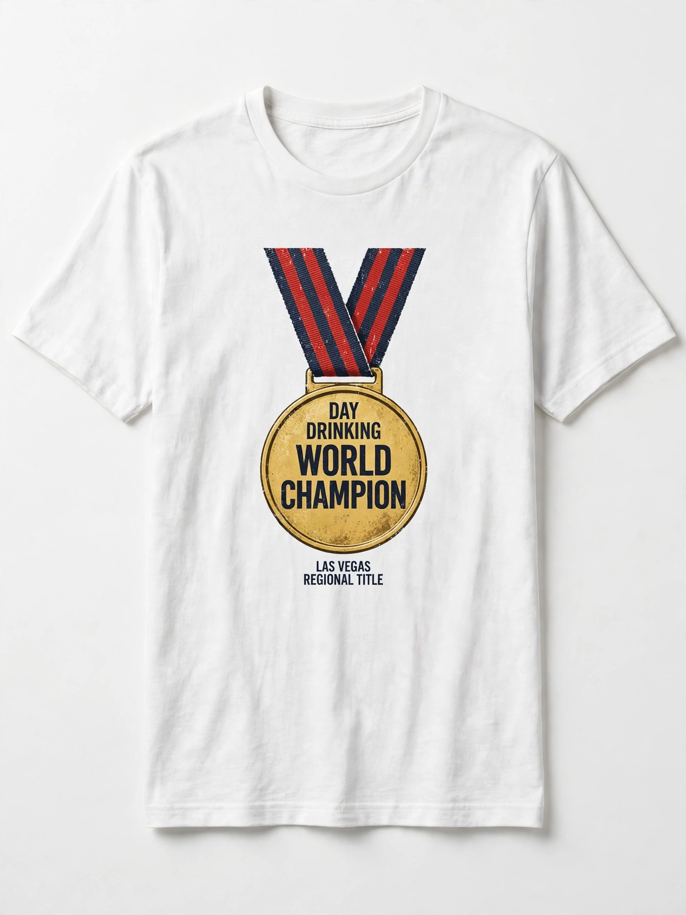 Day Drinking World Champion Tee on a white tee