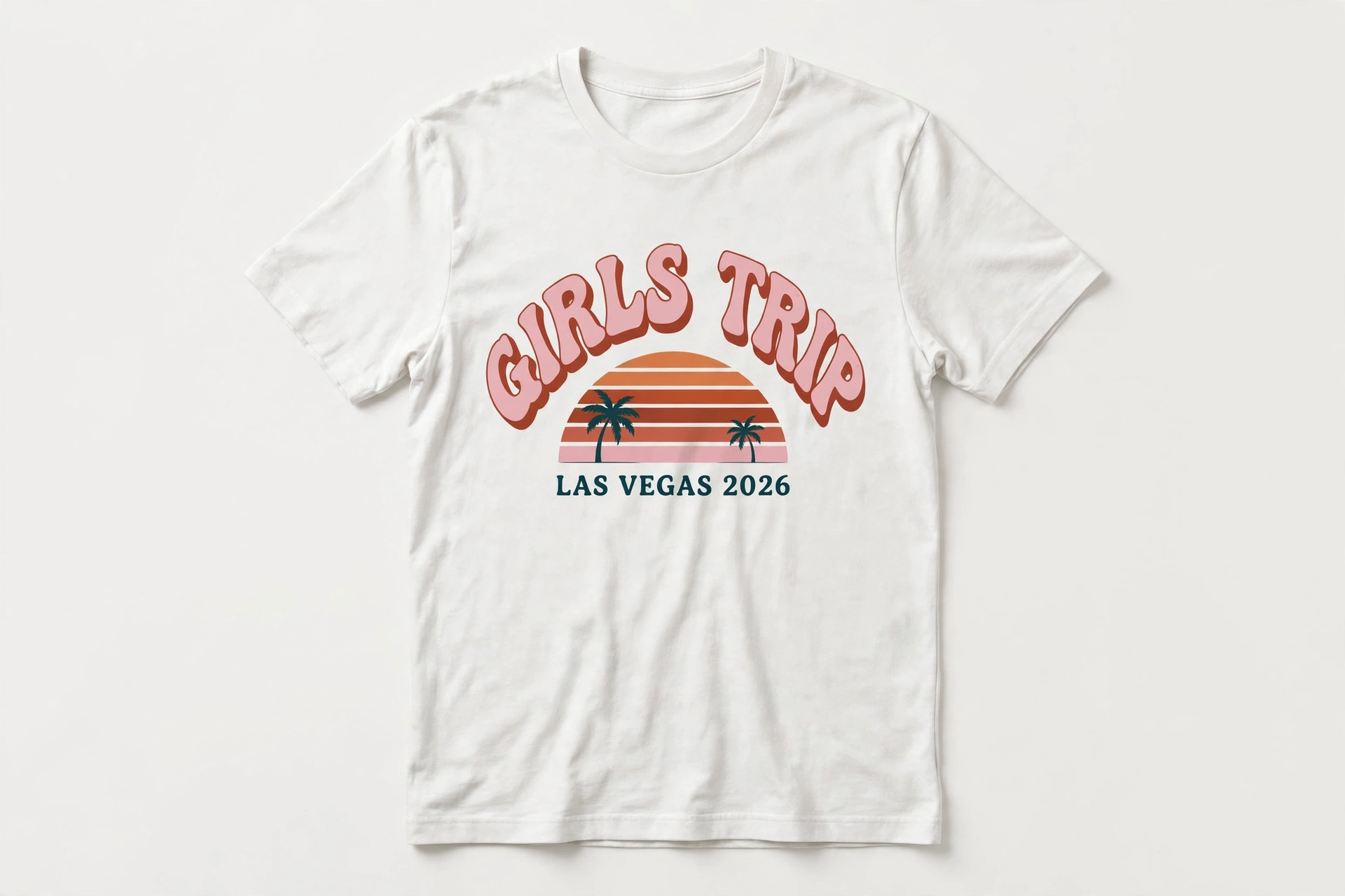 Girls Trip Las Vegas 2026 Tee, retro lettering on a white tee