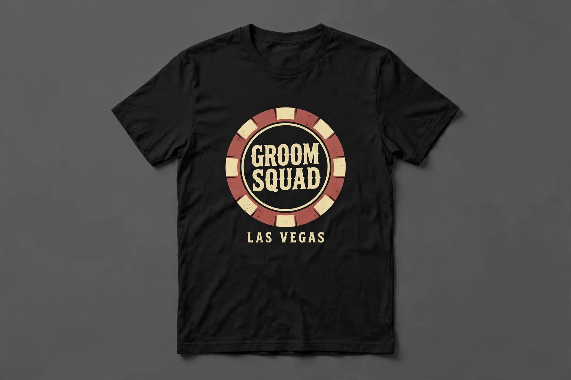 Groom Squad Tee on a black tee