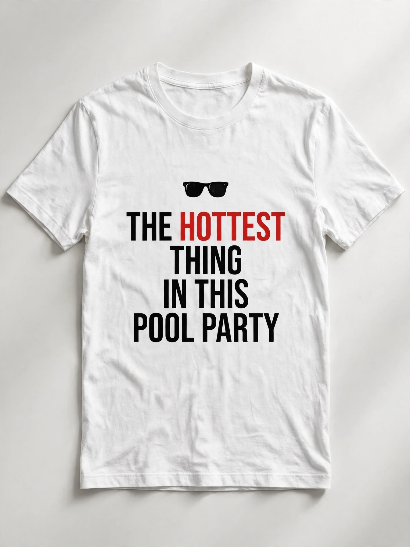 The Hottest Thing In This Pool Party Tee on a white tee